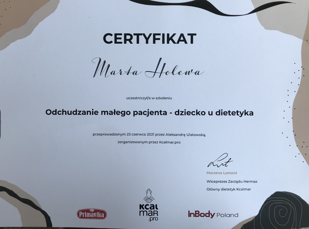 Certyfikat Marta Holewa