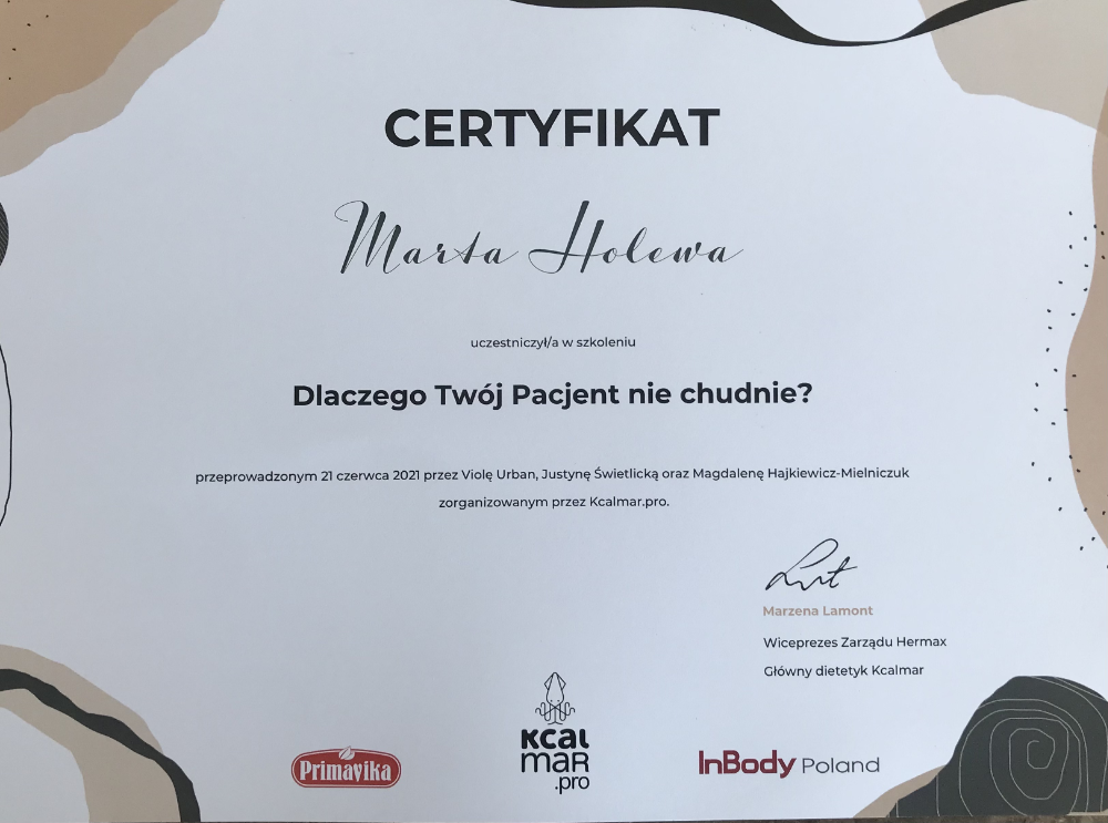 Certyfikat Marta Holewa