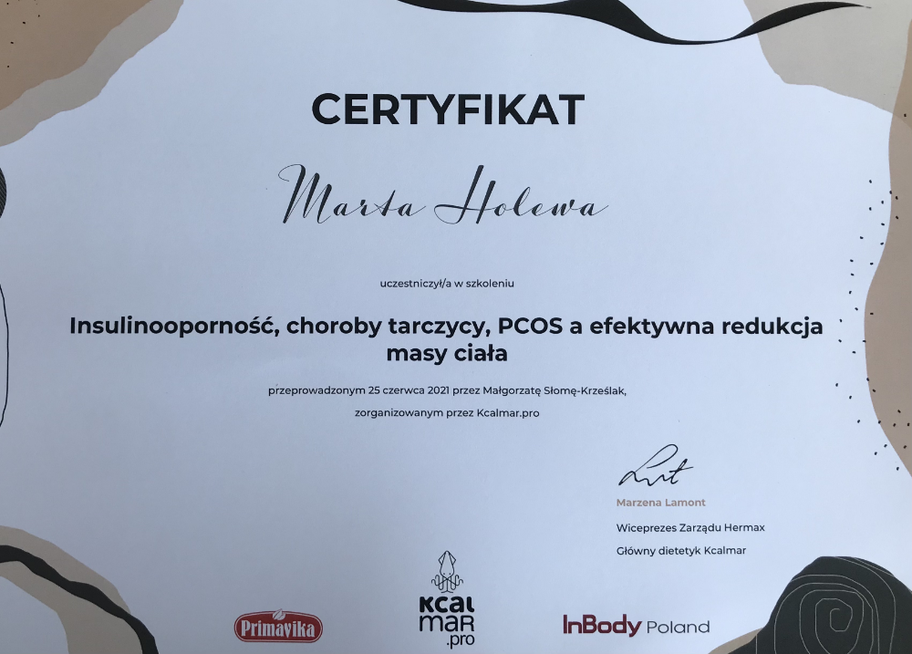 Certyfikat Marta Holewa